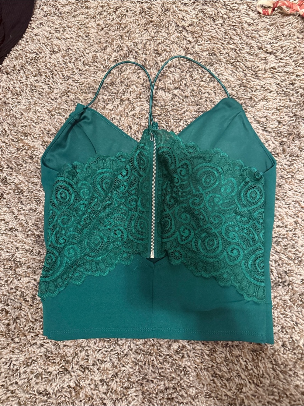 Green Lace-Front Cami Top - Women